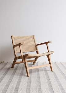 Chairs: Sunday Teak Lounger with Arm Rest / Natural