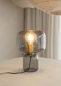 Lamps: Glass Table Lamp / Taupe