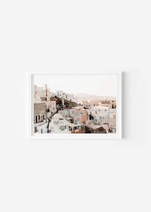 Art: Pretty Santorini Scene / Size A1 / White Frame