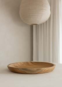Home Decor: Round Teak Tray / 50