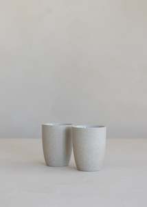 Mugs Glassware: Granite Latte Cups 2 Pack / White Granite
