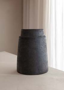Earthenware Tapered Vessel / Aged Black