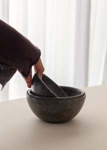 Wooden Bowls: Suki Marble Stacking Bowl Set / Black