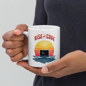 Rise and Code Mug - Motivational Coffee Cup for Programmers and Coders - Kea Sigma Delta
