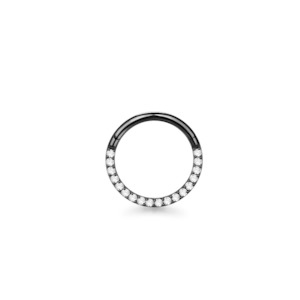 Black CZ Front Titanium Hinged Ring