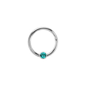 Hinged Rings: Silver Blue Zircon Surgical Steel Hinged Ring