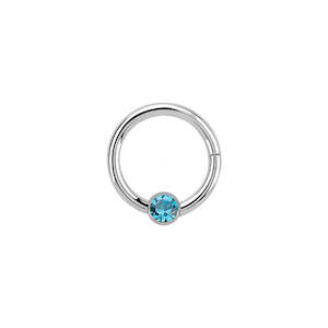 Hinged Rings: Silver Aquamarine Surgical Steel Hinged Ring