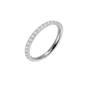 Hinged Rings: 16g Silver CZ Outer Titanium Hinged Ring