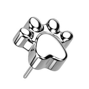 Nose Piercing Jewellery: Silver Paw Titanium Threadless Top