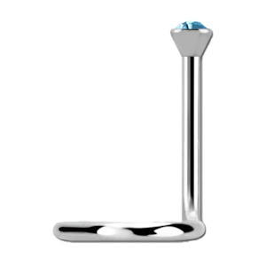 Nose Piercing Jewellery: 2mm Blue Zircon Bezel Nose Screw