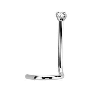 Silver Cubic Zirconia Surgical Steel Nose Screw