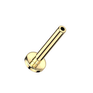 Flat Piercing Jewellery: 18g Titanium Threadless Labret Gold