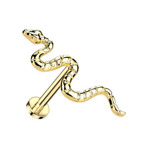Flat Piercing Jewellery: Gold Snake Titanium Threadless Labret