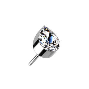 Silver CZ Teardrop Titanium Threadless Top