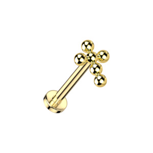 Flat Piercing Jewellery: Gold Cross Titanium Threadless Labret