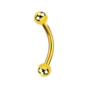 Side Eye Piercing Jewellery: 16g Gold Surgical Steel Banana Bar