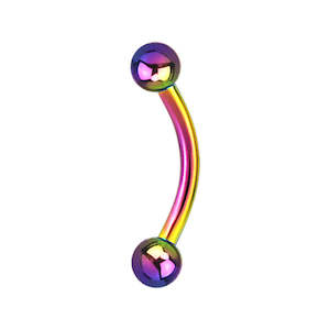 Side Eye Piercing Jewellery: 16g Rainbow Surgical Steel Banana Bar
