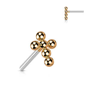 Rose Gold Cross Titanium Threadless Top