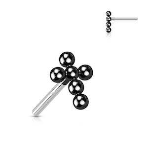 Side Eye Piercing Jewellery: Black Cross Titanium Threadless Top