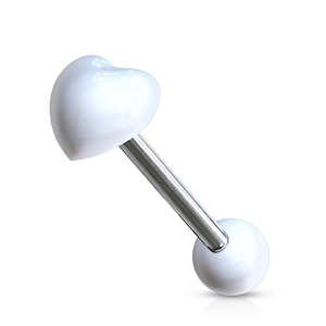 Acrylic: White SS/Acrylic Heart Tongue Bar
