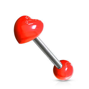 Red SS/Acrylic Heart Tongue Bar