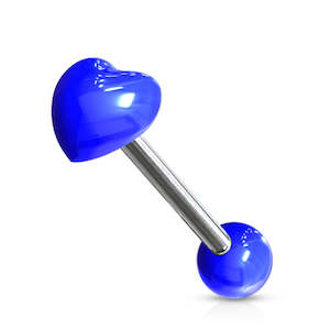 Acrylic: Blue SS/Acrylic Heart Tongue Bar