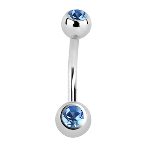Light Sapphire Mini Surgical Steel Navel Bar