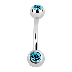 Blue Zircon Mini Surgical Steel Navel Bar