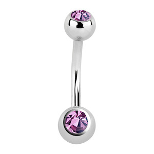 Light Amethyst Mini Surgical Steel Navel Bar