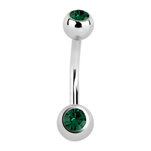 Emerald Mini Surgical Steel Navel Bar