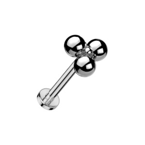 Silver Trinity Titanium Threadless Labret