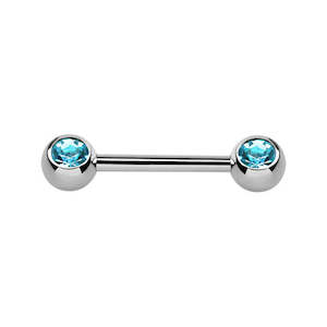 Barbell: Aquamarine Surgical Steel Nipple Bar