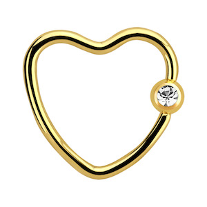 16g Gold Surgical Steel Heart Ring