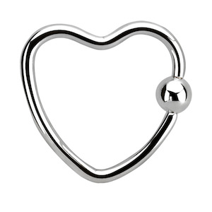 Ball Closure Rings Bcr: 16g Surgical Steel Heart Ring
