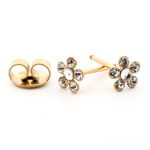 Gold Cubic Zirconia Daisy Set Earrings
