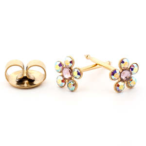 Simcha: Gold Aurora Borealis Daisy Set Earrings