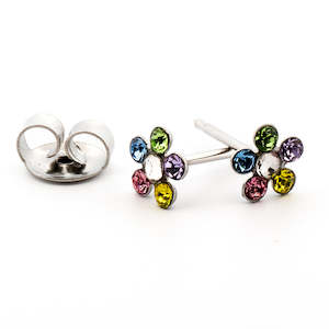 Simcha: Silver Rainbow Daisy Set Earrings