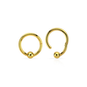 Side Lip Piercing Jewellery: 16g Gold Ball Surgical Steel Hinged
