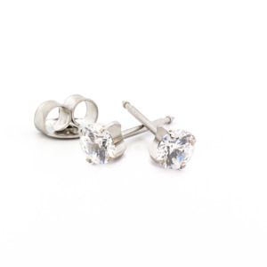 Earlobe Piercing Jewellery: Cubic Zirconia Silver Earrings