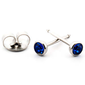 September (Sapphire) Silver Earrings
