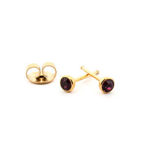 February (Amethyst) Gold Earrings