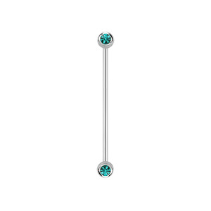 Industrial Piercing Jewellery: Blue Zircon Surgical Steel Industrial Bar