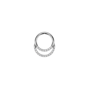 Silver Double Lined CZ Titanium Hinged Ring