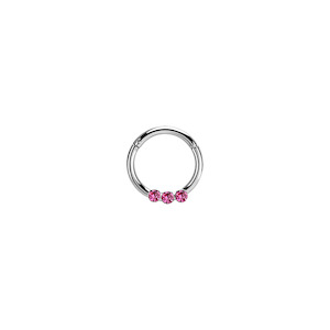Smiley Piercing Jewellery: Rose 3 Stone Surgical Steel Hinged Ring
