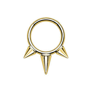 Titanium Hinged Rings: Gold Spike Titanium Hinged Ring