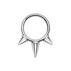 Titanium Hinged Rings: Silver Spike Titanium Hinged Ring