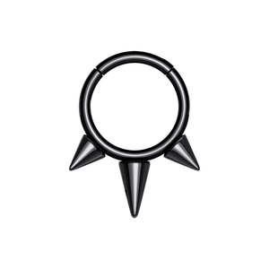 Titanium Hinged Rings: Black Spike Titanium Hinged Ring