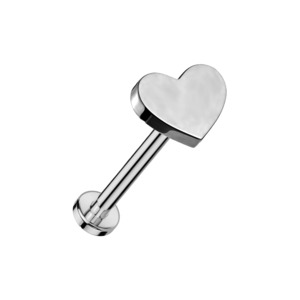 Silver Heart Titanium Threadless Labret