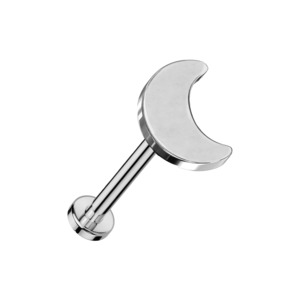 Titanium Threadless Labret: Silver Moon Titanium Threadless Labret