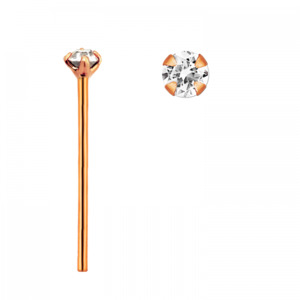 Sterling Silver Nose Studs: Rose Gold CZ Claw Nose Stud